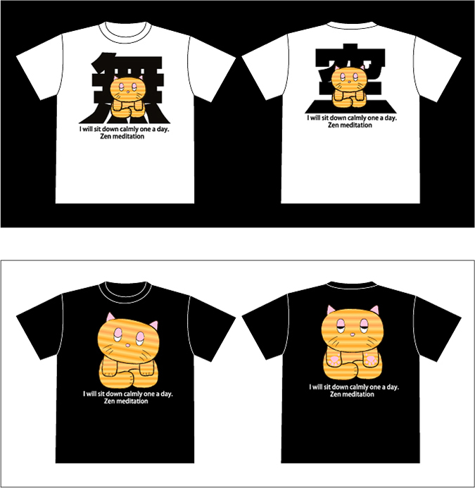 キャラクターのオリジナル・Tシャツ《座禅猫》